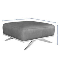 HOCKER in Leder Blau  - Blau/Schwarz, Design, Leder/Metall (95/46/80cm) - Livetastic
