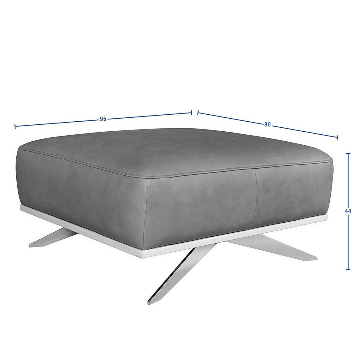 HOCKER Echtleder Cognac  - Chromfarben/Cognac, Design, Leder/Metall (95/46/80cm) - Livetastic