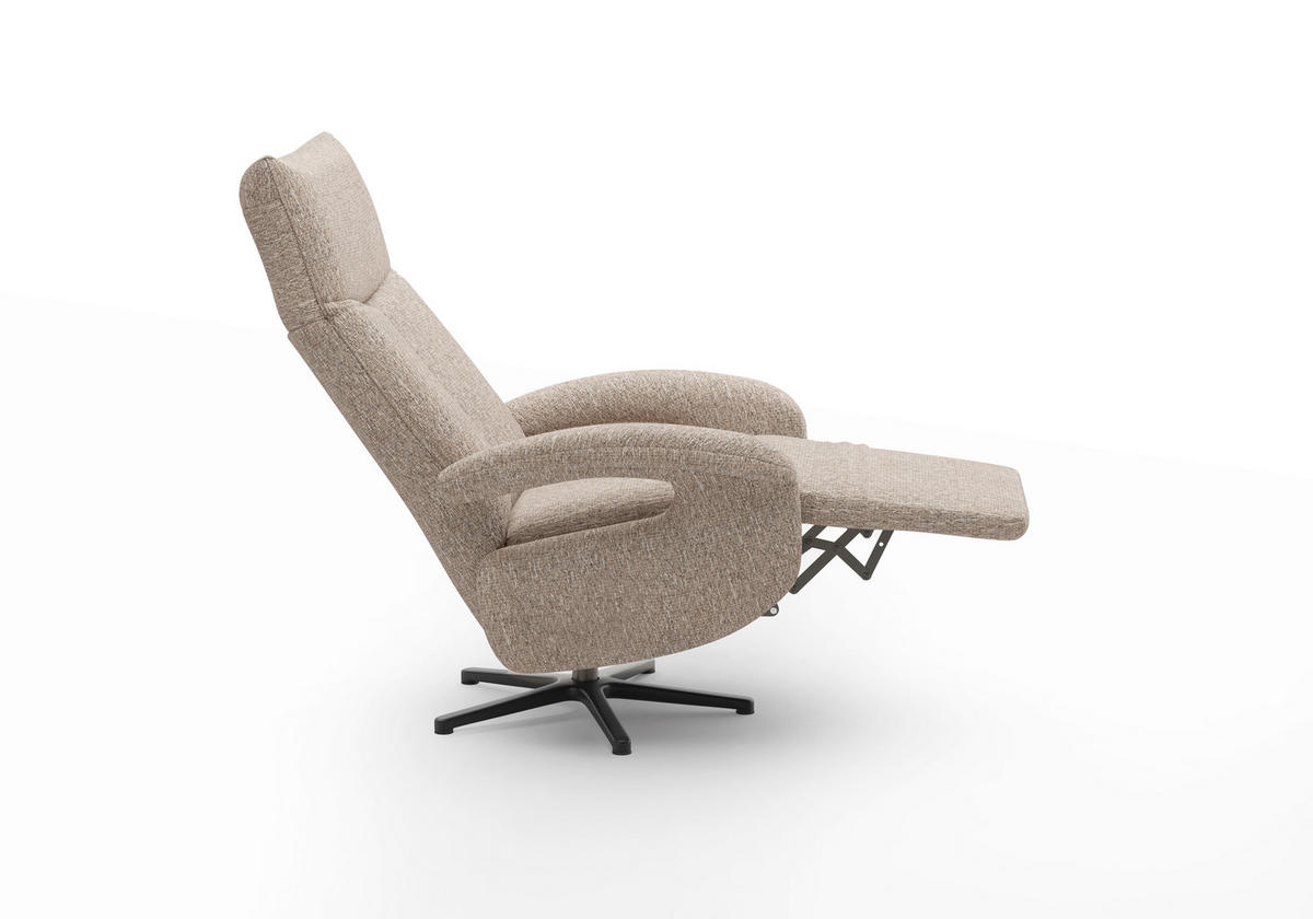 RELAXSESSEL Chenille Kopfteilverstellung, Rücken echt    - Schwarz/Cappuccino, MODERN, Textil/Metall (74/112/82cm) - Sit & More