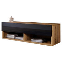 LOWBOARD Vera II  in 100/30/31 cm  - Schwarz Hochglanz/Eiche Wotan, Lifestyle, Holzwerkstoff/Kunststoff (100/30/31cm) - P & B