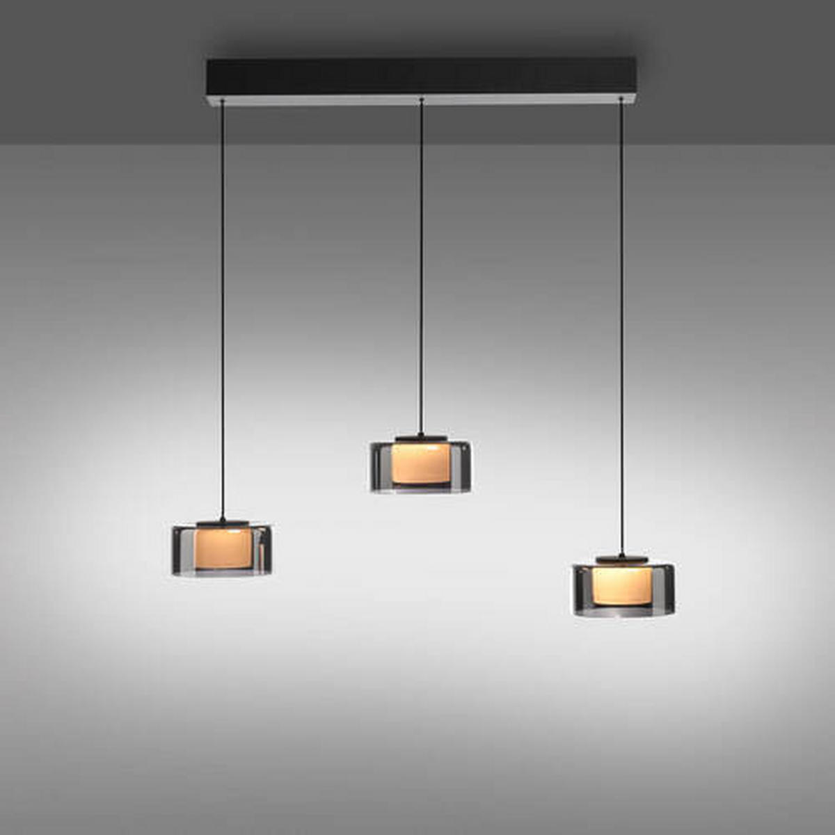 ZÁVĚSNÉ LED SVÍTIDLO, 66/15/220 cm  - černá, Design, kov/plast (66/15/220cm)