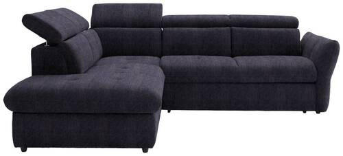 ECKSOFA in Velours Schwarz  224/254 cm  - Schwarz, Design, Kunststoff/Textil (224/254cm) - Stylife
