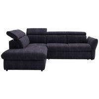 ECKSOFA in Velours Schwarz  224/254 cm  - Schwarz, Design, Kunststoff/Textil (224/254cm) - Stylife