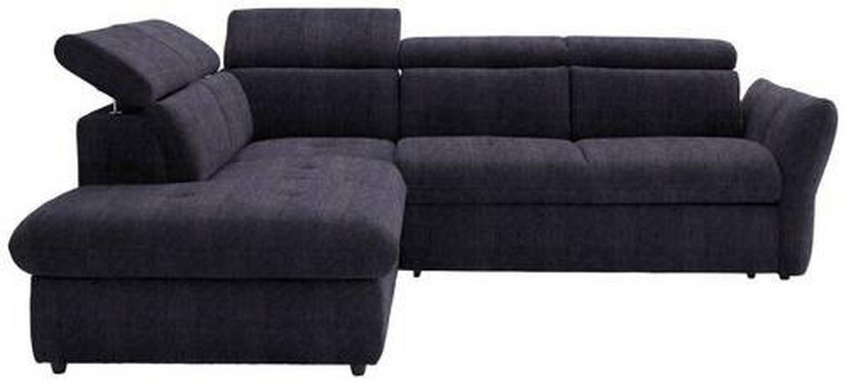 ECKSOFA in Velours Schwarz  224/254 cm  - Schwarz, Design, Kunststoff/Textil (224/254cm) - Stylife