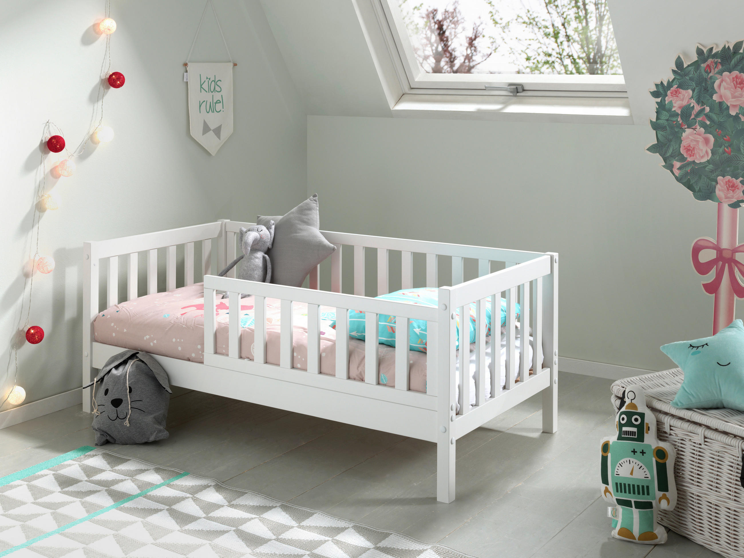 KINDER-/JUNIORBETT - Naturfarben/Weiß, MODERN, Holz (70/140cm) - MID.YOU