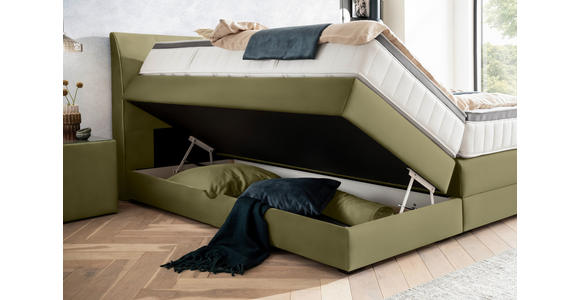 BOXSPRINGBETT 160/200 cm in Olivgrün - Wengefarben/Olivgrün, KONVENTIONELL, Holz/Textil (160/200cm) - Novel