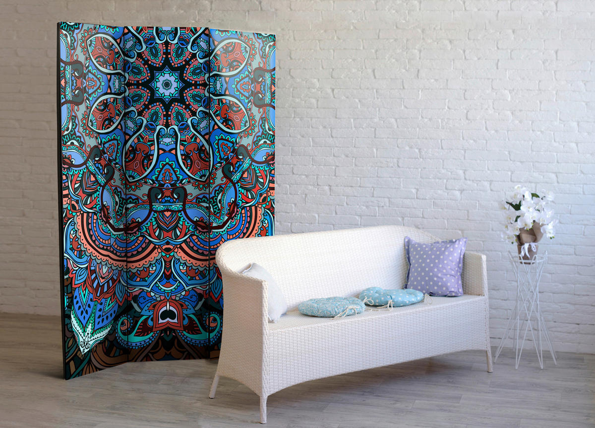 PARAVENT mit 3  Flügel - Multicolor, Basics, Holz/Textil (135/172/3cm) - artgeist