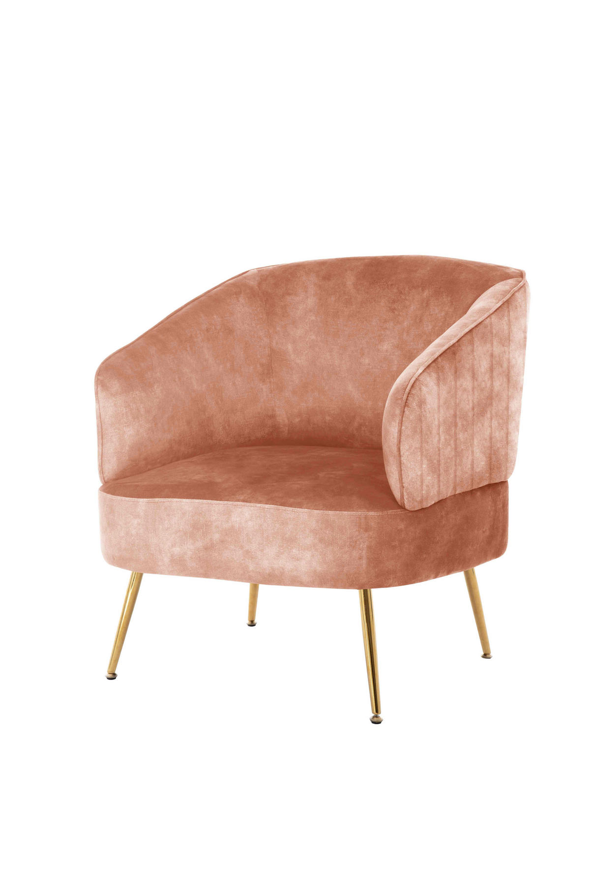 SESSEL Samt Rosa    - Goldfarben/Rosa, Design, Textil/Metall (76/69/75cm) - Livetastic