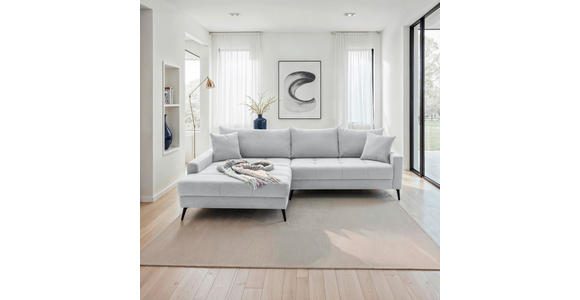 ECKSOFA  in Cord Hellgrau  173/280 cm  - Hellgrau/Schwarz, KONVENTIONELL, Textil/Metall (173/280cm) - Hom`in