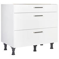 KOCHFELDUMBAUSCHRANK 90/87/56 cm  in Weiß  - Edelstahlfarben/Weiß, MODERN, Holzwerkstoff/Metall (90/87/56cm) - Nobilia