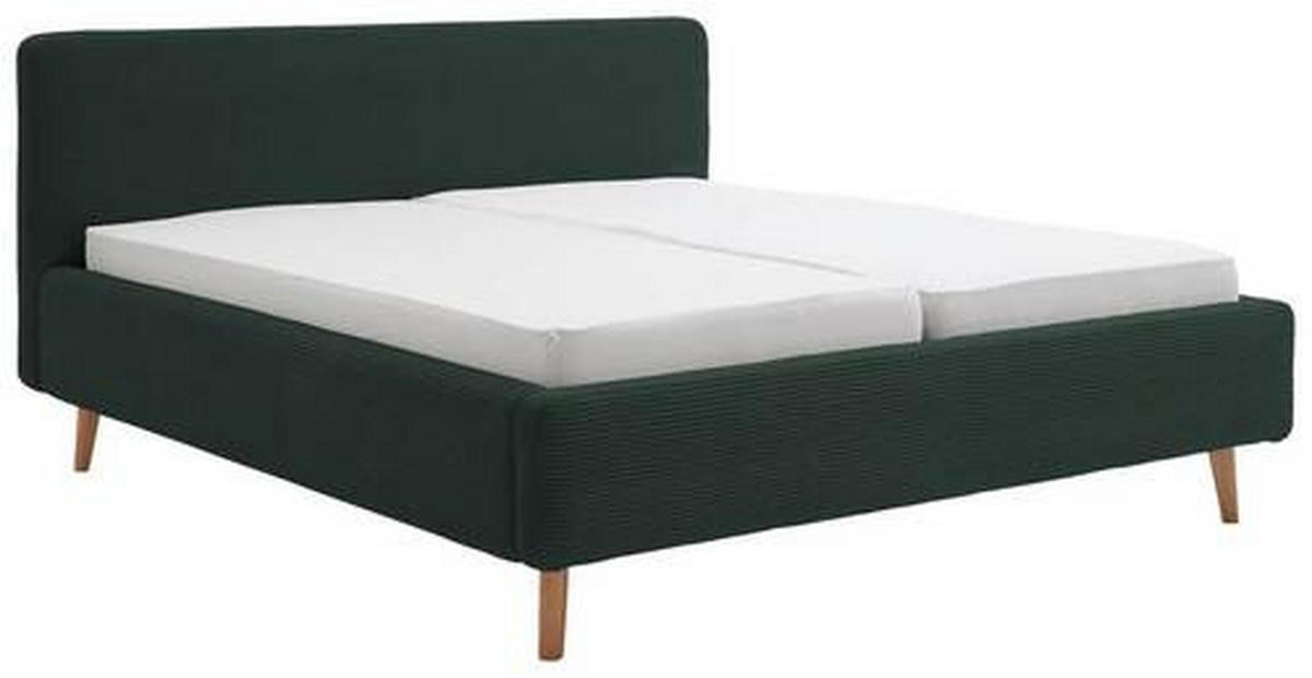 POLSTERBETT gepolstertes Kopfteil 160/200 cm  in Dunkelgrün  - Dunkelgrün/Eichefarben, Design, Holz/Textil (160/200cm) - Xora