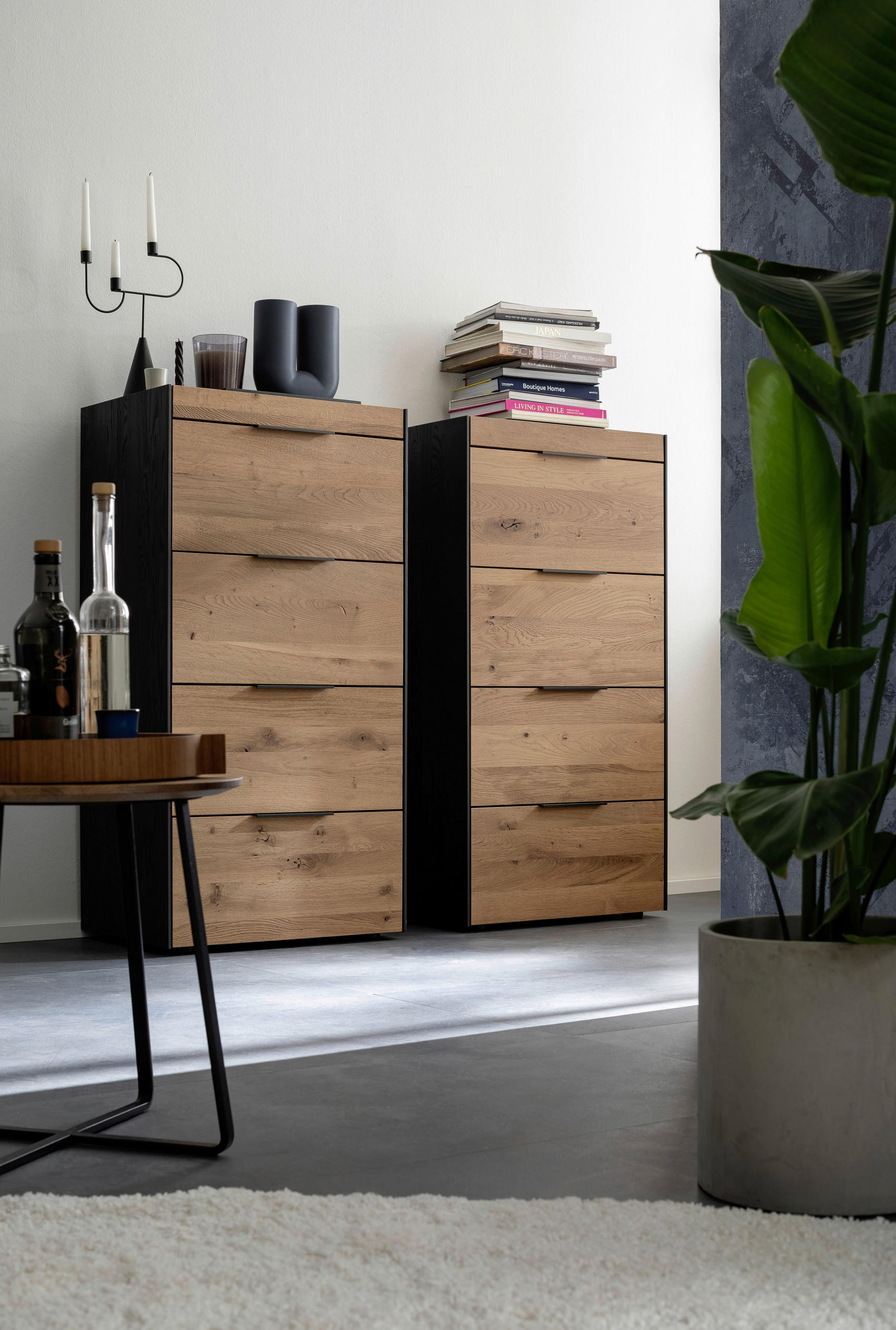 HIGHBOARD YORIS in 63/124/44 cm - Eichefarben/Anthrazit, KONVENTIONELL, Holz/Metall (63/124/44cm) - Schöner Wohnen