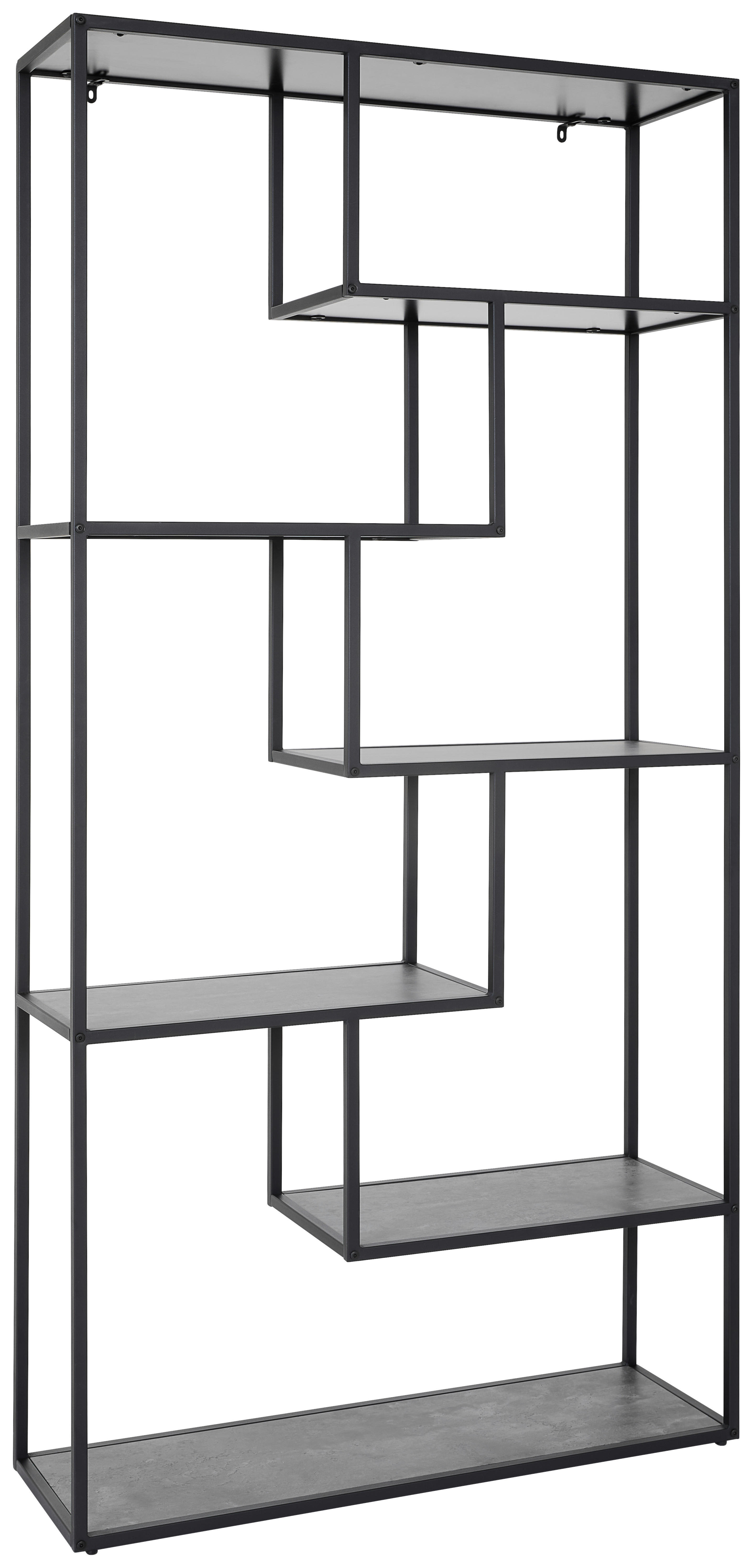 REGAL Grau, Schwarz  - Schwarz/Grau, Design, Holzwerkstoff/Metall (100/200/32cm) - MID.YOU