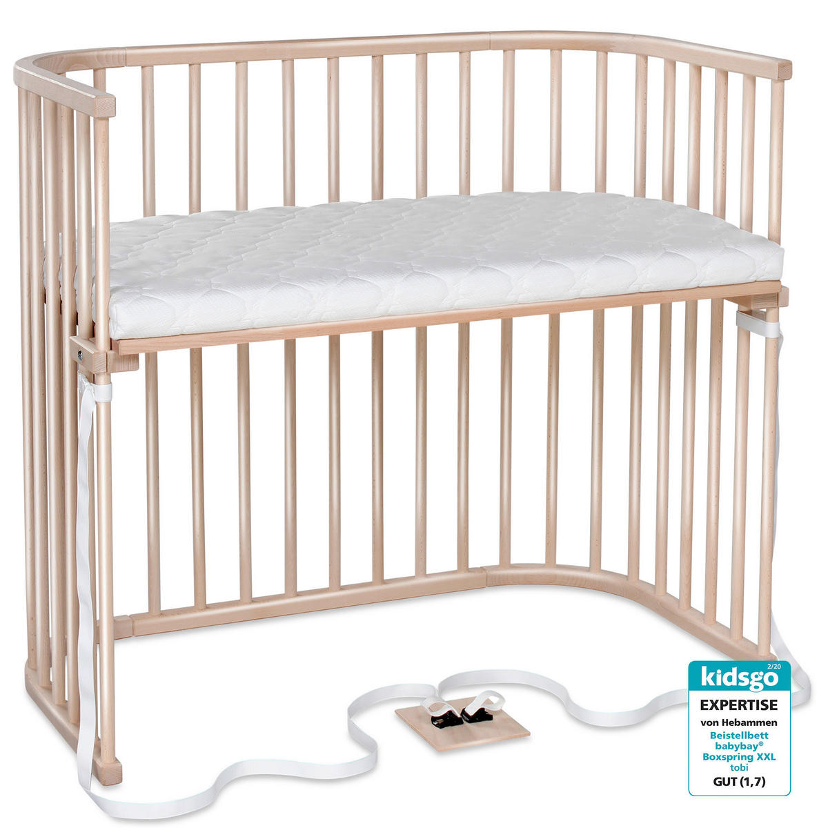 BEISTELLBETT BOXSPRING XXL  110/62/96,50 cm  - Naturfarben, Basics, Holz (110/62/96,50cm) - Babybay