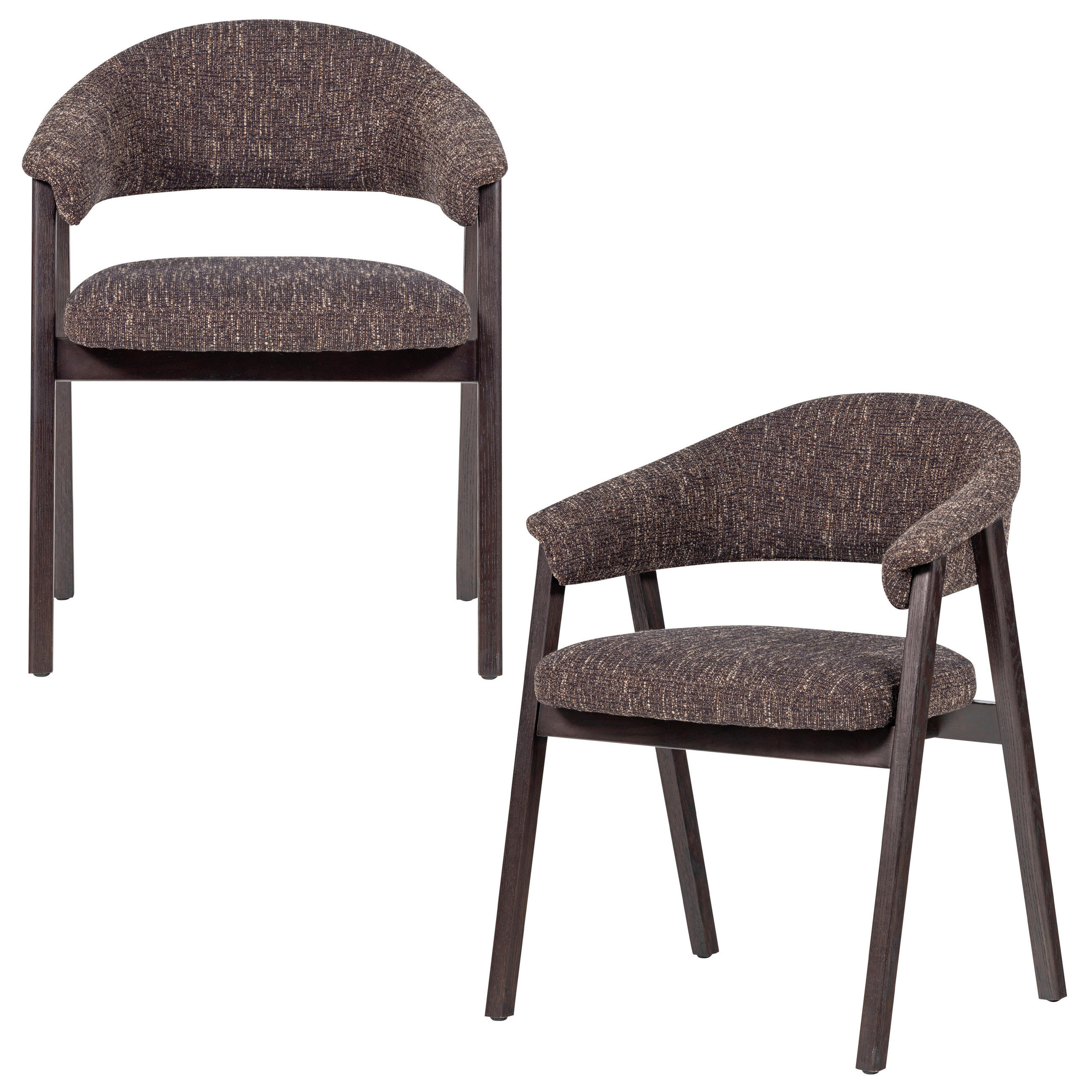 ARMLEHNSTUHL-SET 2 Stück  Webstoff  Dunkelbraun  - Dunkelbraun, MODERN, Holz/Textil (60/77/60cm) - Livetastic