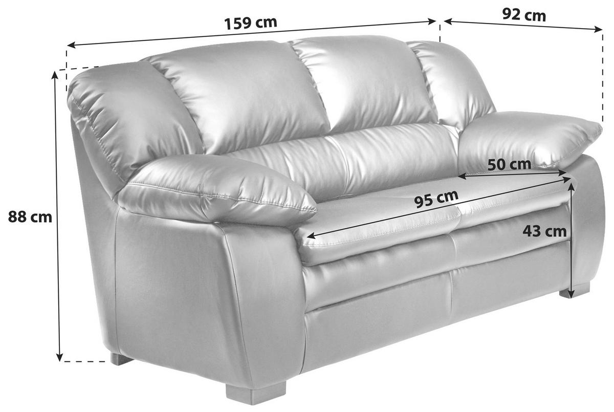 2-SITZER-SOFA Lederlook Schwarz  - Schwarz, KONVENTIONELL, Kunststoff/Textil (159/88/92cm) - MID.YOU