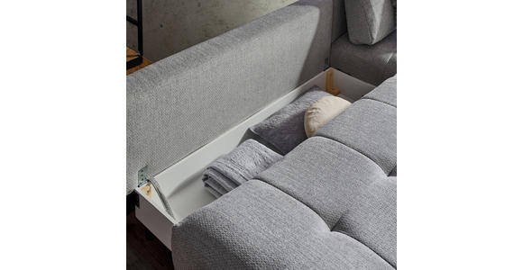 ECKSOFA in Chenille Grau  - Schwarz/Grau, MODERN, Textil/Metall (182/290cm) - Hom`in