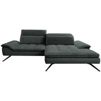 ECKSOFA in Webstoff Anthrazit  288/179-202 cm  - Anthrazit/Schwarz, Design, Textil/Metall (288/179-202cm) - Stylife