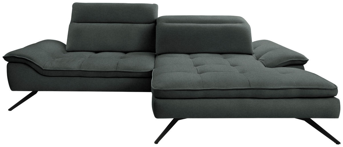 ECKSOFA in Webstoff Anthrazit  288/179-202 cm  - Anthrazit/Schwarz, Design, Textil/Metall (288/179-202cm) - Stylife
