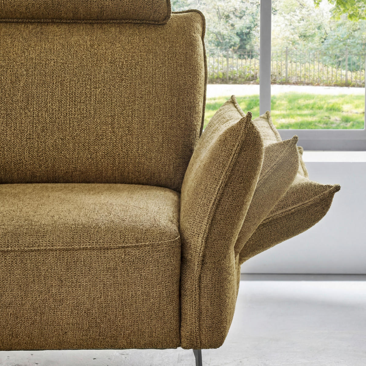 RÉCAMIERE Chenille Senfgelb  - Senfgelb/Schwarz, Konventionell, Textil/Metall (206/90/92cm) - Elegando