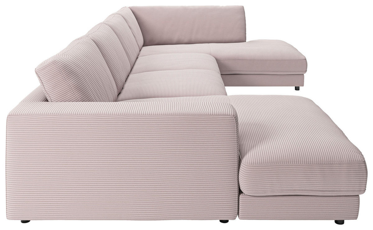 WOHNLANDSCHAFT in Cord Rosa  - Schwarz/Rosa, Design, Kunststoff/Textil (190/425/224cm) - Pure Home Lifestyle