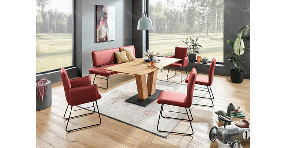 SITZBANK in Metall, Textil Rot, Schwarz  - Rot/Schwarz, Design, Textil/Metall (195/91/65cm) - Dieter Knoll