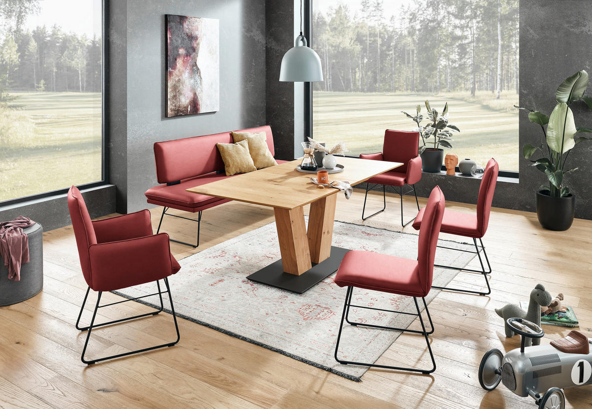 SITZBANK Metall, Textil Rot, Schwarz  - Rot/Schwarz, Design, Textil/Metall (195/91/65cm) - Dieter Knoll