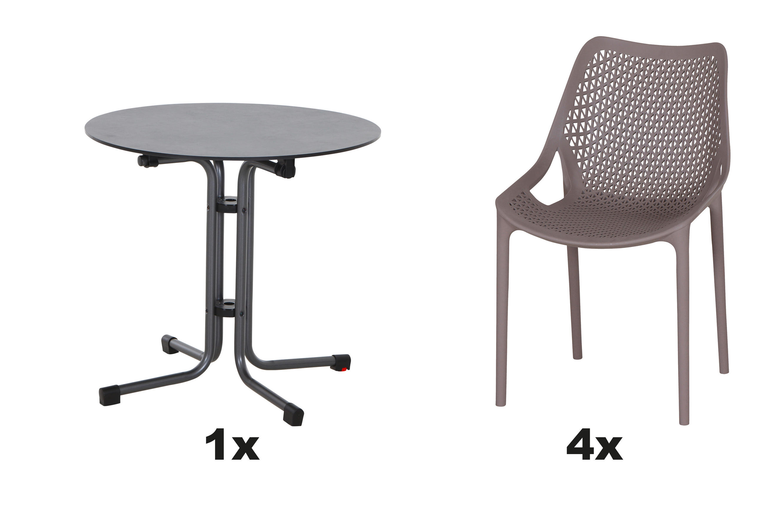 GARTENGARNITUR 5-teilig Stahl  - Taupe/Anthrazit, Basics, Kunststoff/Metall (80/81/80cm) - Siena Garden
