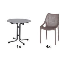 GARTENGARNITUR 5-teilig  - Taupe/Anthrazit, Basics, Holzwerkstoff/Kunststoff (80/81/80cm) - Siena Garden