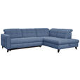 ECKSOFA in Webstoff Blau  297/216 cm  - Blau/Schwarz, Design, Holz/Textil (297/216cm) - Xora