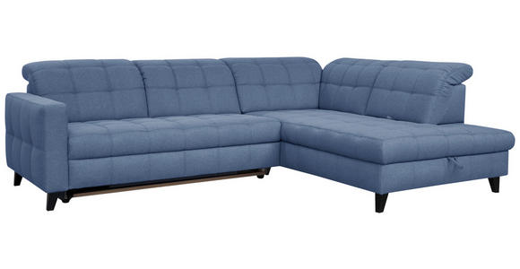 ECKSOFA in Webstoff Blau 297/216 cm - Blau/Schwarz, Design, Holz/Textil (297/216cm) - Xora