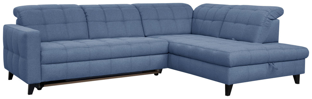 ECKSOFA in Webstoff Blau  - Blau/Schwarz, Design, Holz/Textil (297/216cm) - Xora