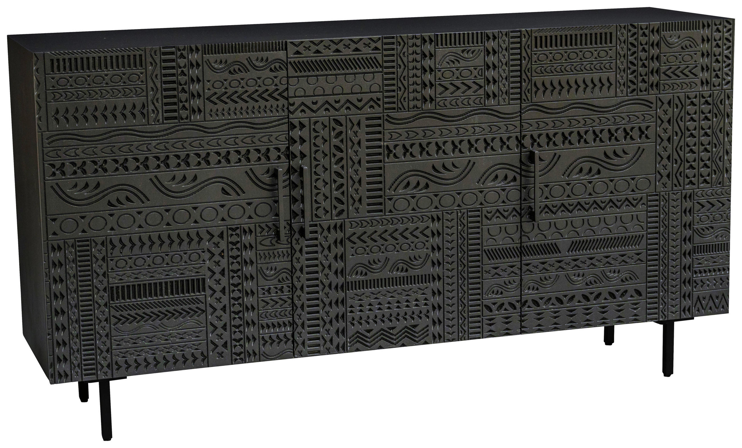 KOMODA, črna  - črna, Design, kovina/les (150/80/40cm) - Landscape