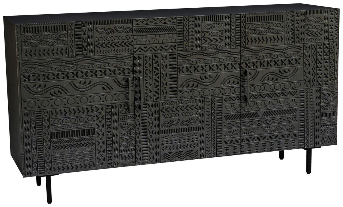 KOMODA, črna  - črna, Design, kovina/les (150/80/40cm) - Landscape
