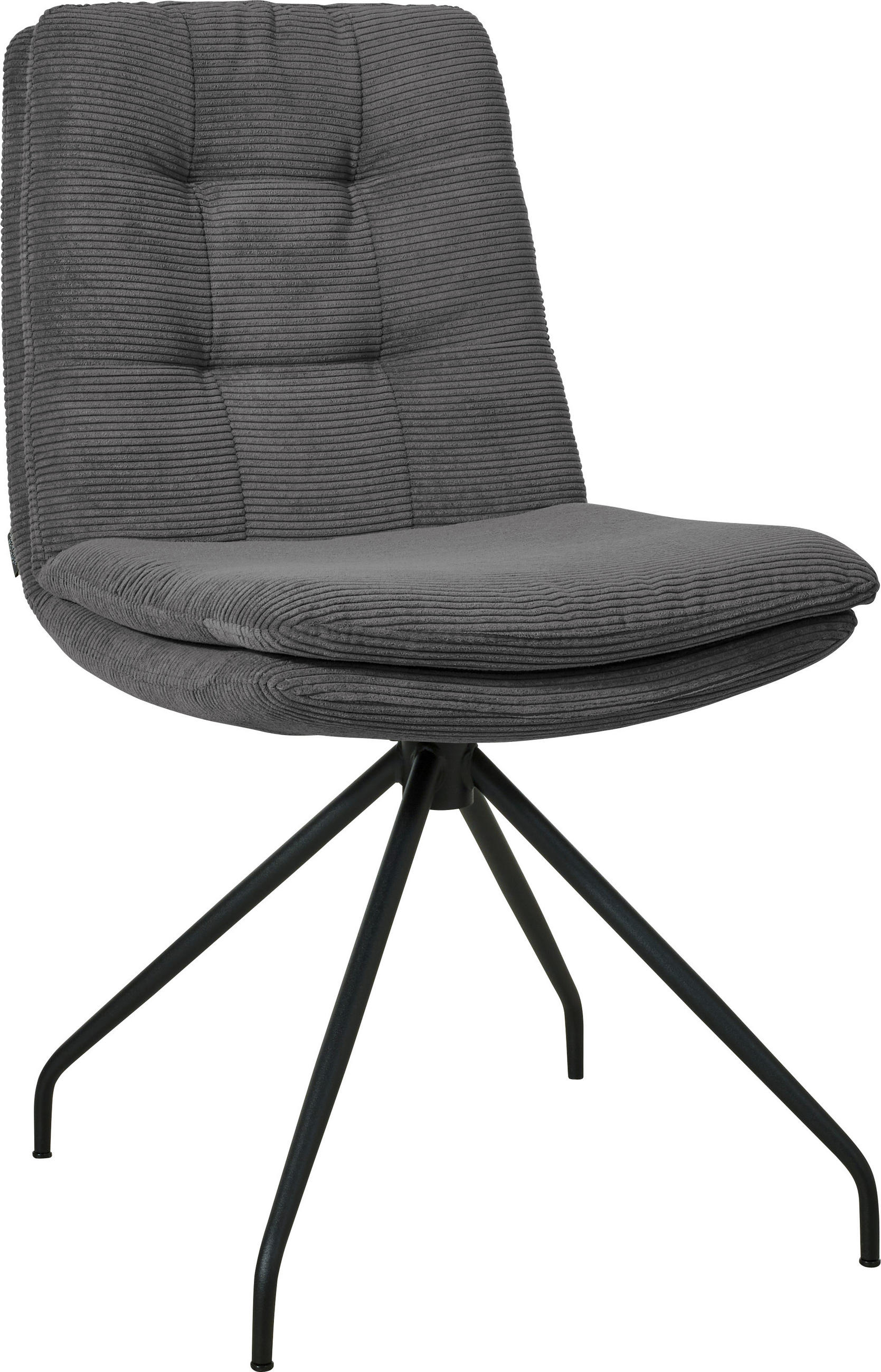 STUHL  in Cord Textil  - Anthrazit/Schwarz, Design, Textil/Metall (49/90/68cm) - Johann Jakob