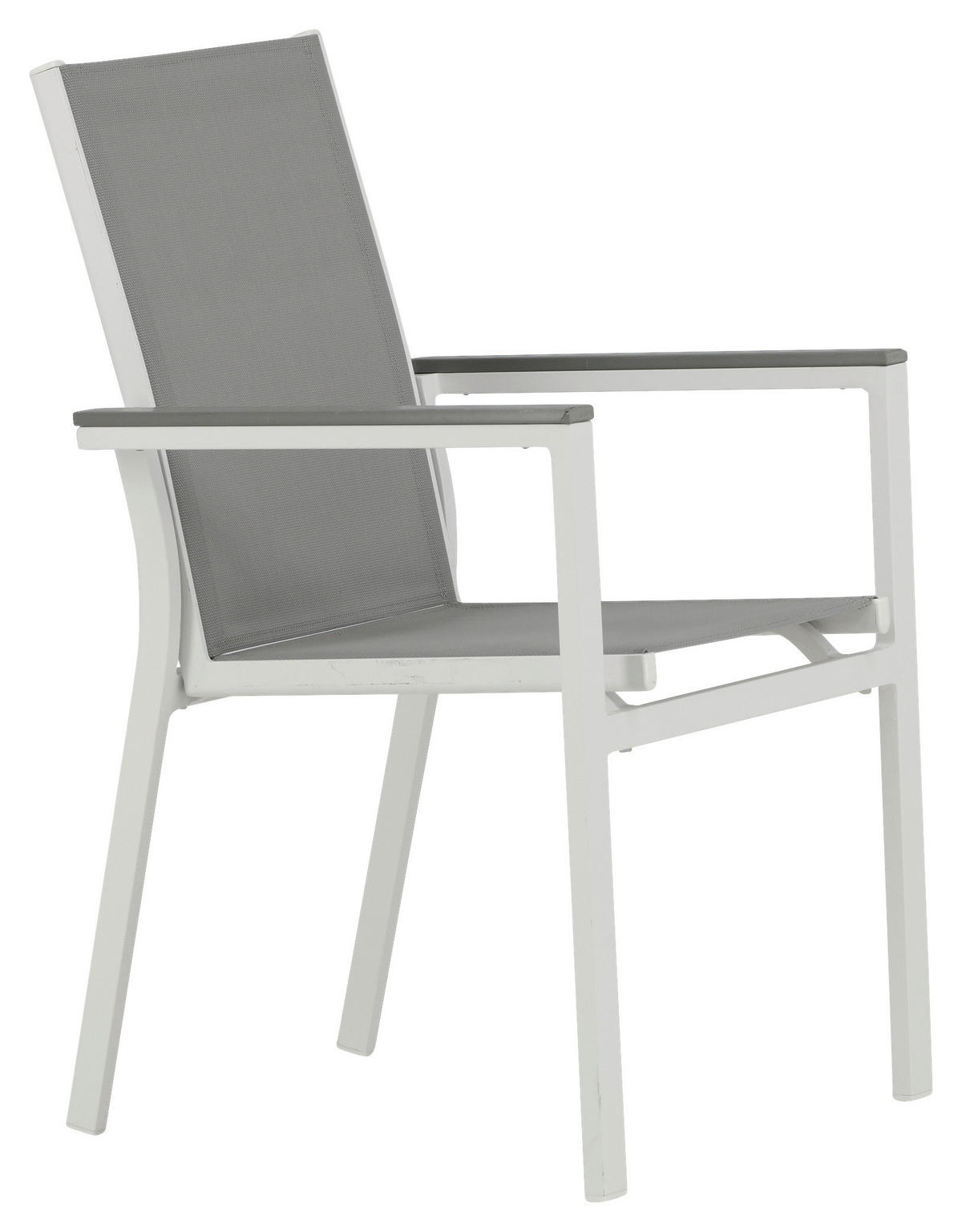 GARTENSTUHL-SET Aluminium Grau, Weiß  - Weiß/Grau, KONVENTIONELL, Textil/Metall (57/90/60cm) - Gardenson