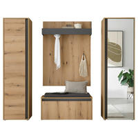 GARDEROBE 5-teilig  in 230/200/40 cm  - Eichefarben/Anthrazit, Design, Glas/Holzwerkstoff (230/200/40cm) - Modante