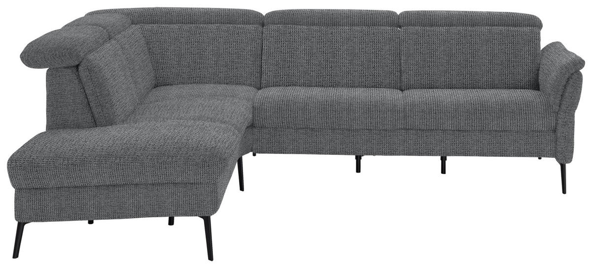 ECKSOFA in Struktur Anthrazit  - Anthrazit/Schwarz, Modern, Textil/Metall (235/275cm) - Cantus