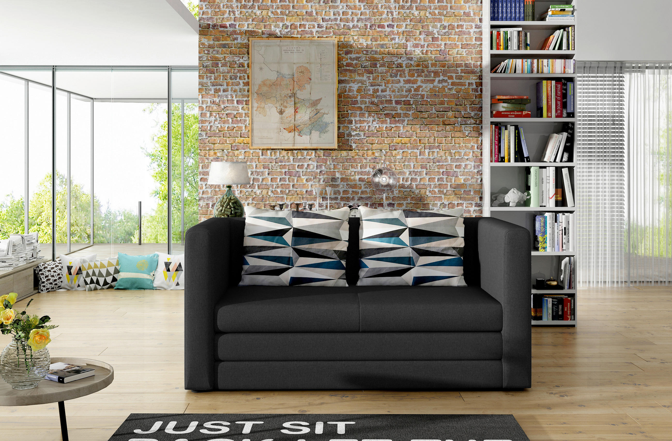 Canapea Extensibilă, textil, antracit