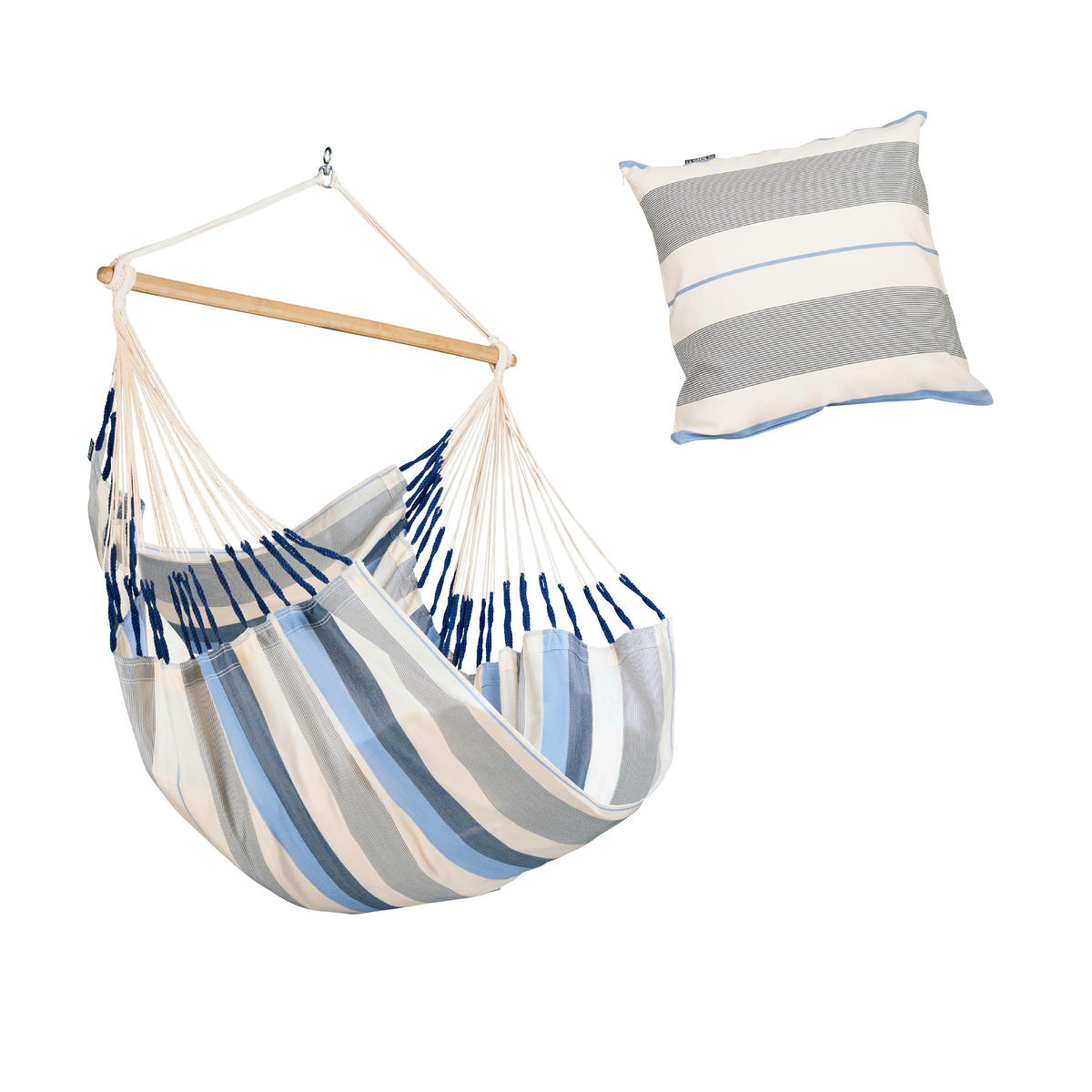 HÄNGESESSEL comfort outdoor 110/160/180 cm  - Weiß/Dunkelblau, KONVENTIONELL, Holz/Textil (110/160/180cm) - La Siesta