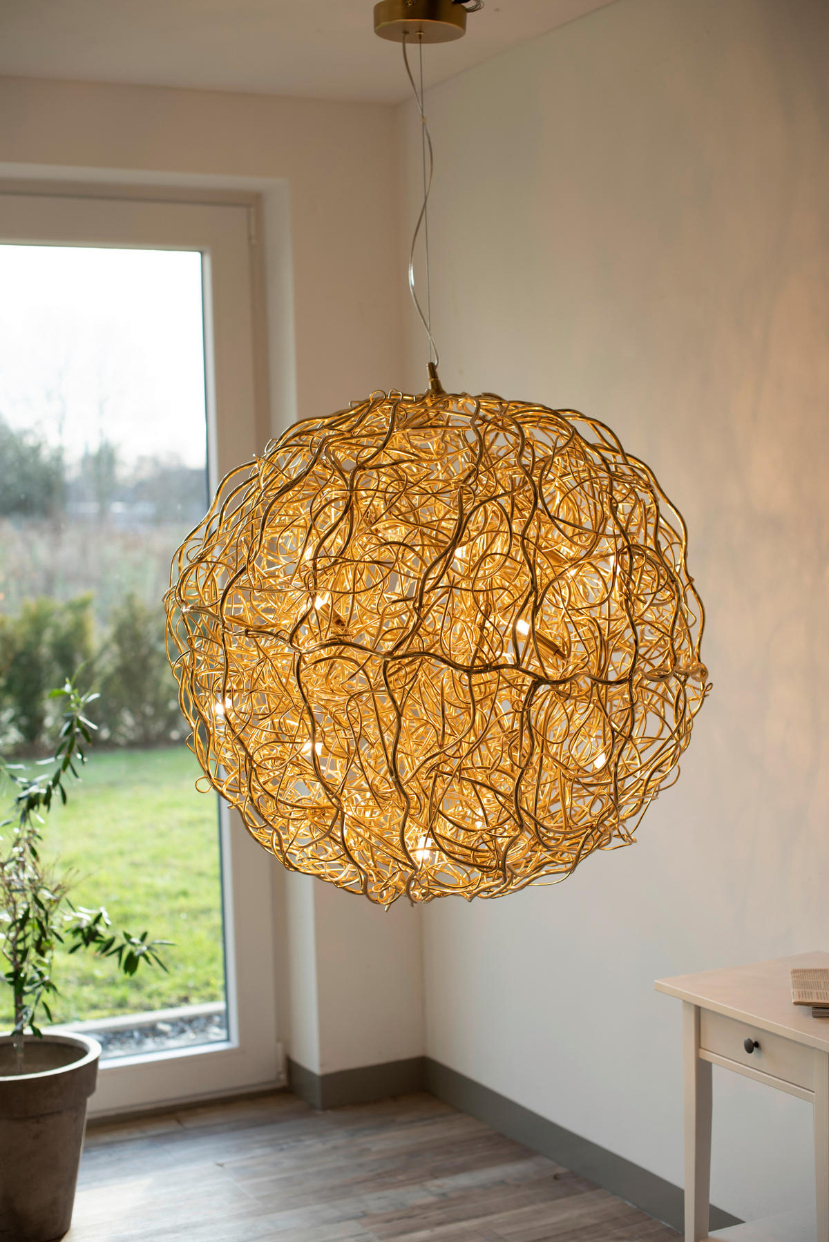 HÄNGELEUCHTE Sarea 75/75/300 cm   - Goldfarben, Design, Glas/Kunststoff (75/75/300cm) - Paul Neuhaus