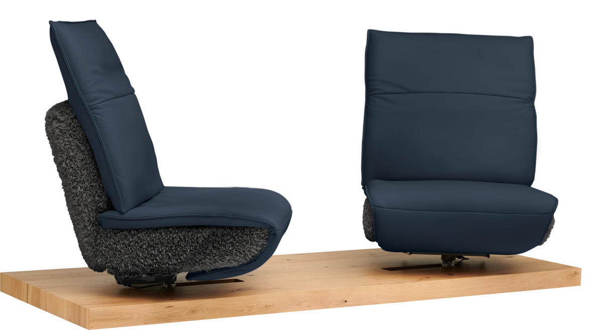 2-SITZER-SOFA  in Hochflor Echtleder Anthrazit, Blau  - Blau/Anthrazit, Design, Leder/Holz (240/65/104cm) - Koinor