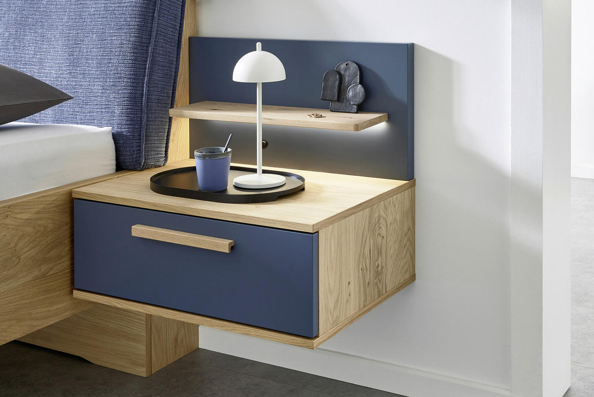 SCHLAFZIMMER Blau, Eichefarben  - Blau/Eichefarben, Design, Holz/Holzwerkstoff (180/200cm) - Musterring