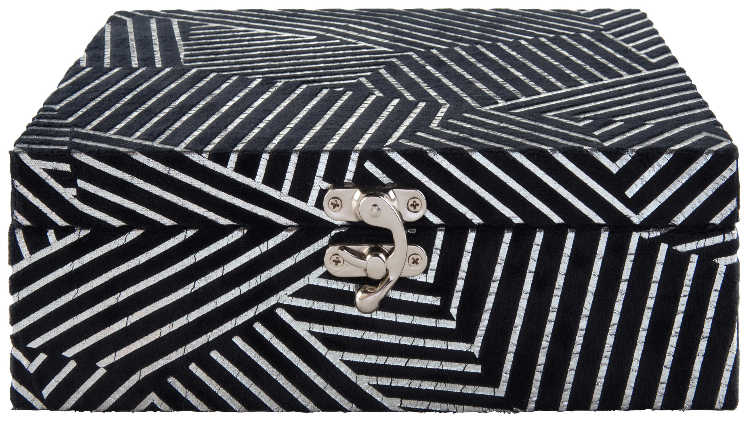 CUTIE DECORATIVĂ    26/18/9 cm  - argintiu/negru, Trend, metal/textil (26/18/9cm) - Ambia Home