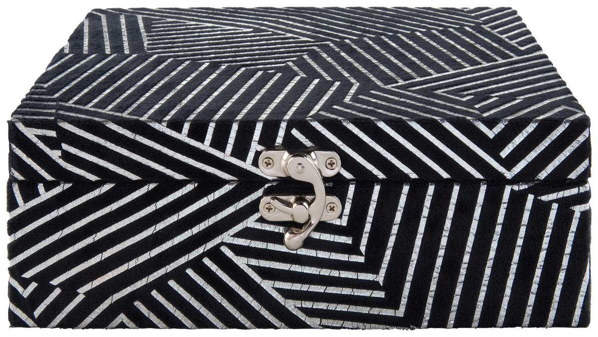 CUTIE DECORATIVĂ    26/18/9 cm  - argintiu/negru, Trend, metal/textil (26/18/9cm) - Ambia Home