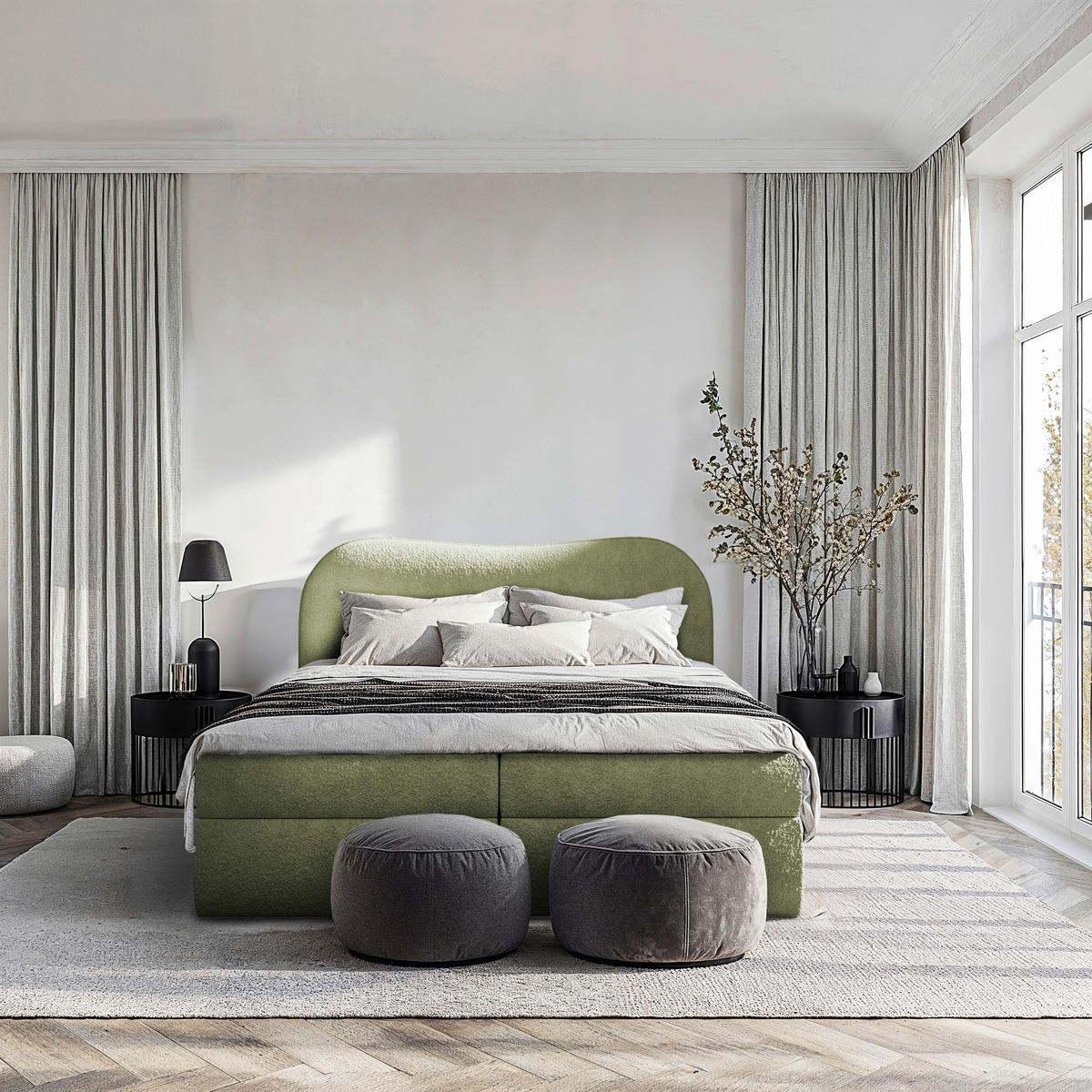 BOXBETT 180/200 cm  in Grün  - Schwarz/Grün, Design, Holz/Holzwerkstoff (180/200cm) - Chameo