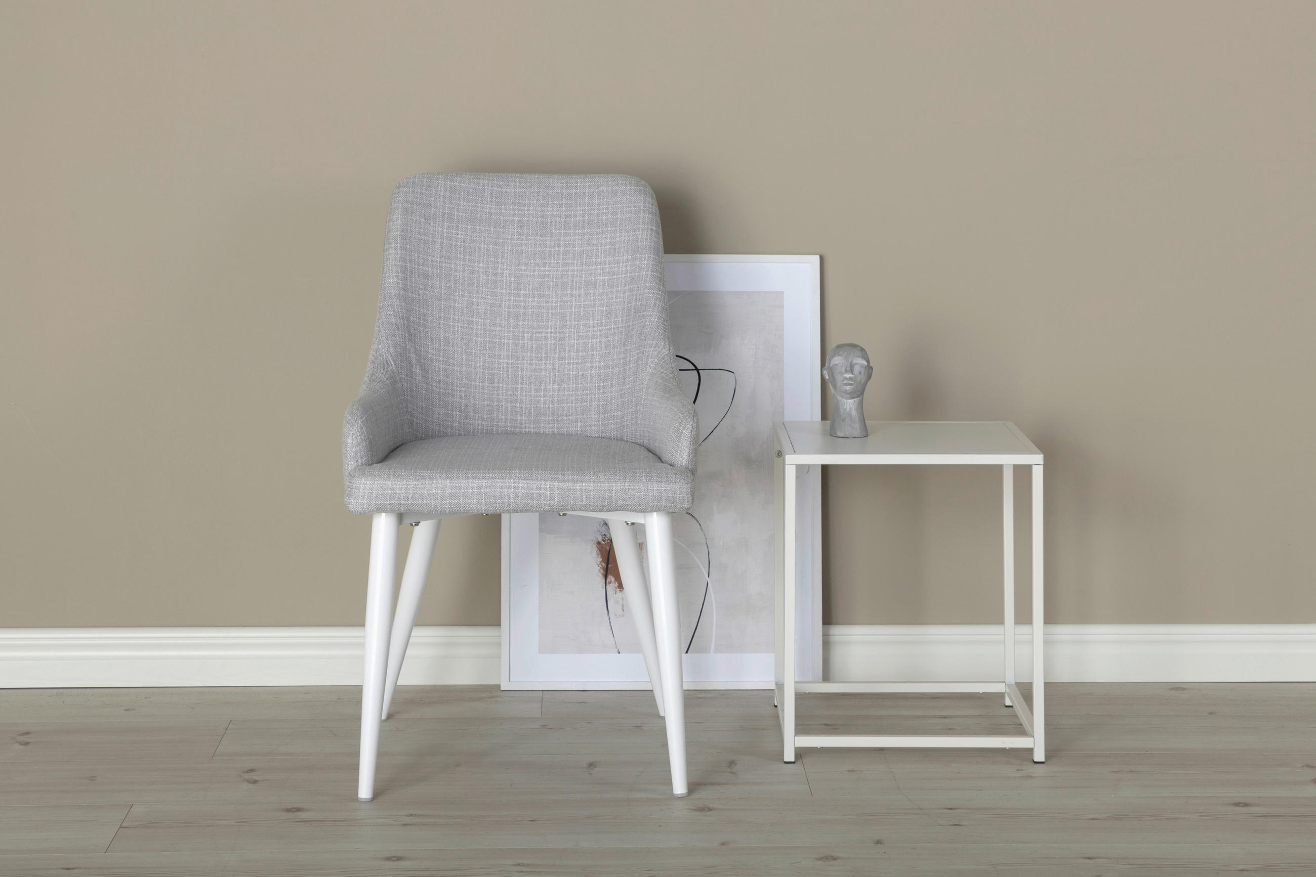 STOLSET 2 styck stål textilväv  - vit/ljusgrå, Design, metall/textil (49/86/58cm) - Livetastic