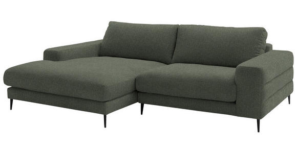 ECKSOFA  in Flachgewebe Grün Rücken echt  177/253 cm  - Schwarz/Grün, Design, Textil/Metall (177/253cm) - Dieter Knoll