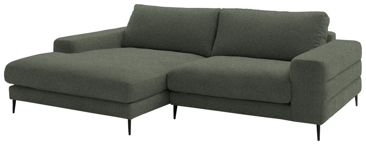 ECKSOFA in Flachgewebe Grün  - Schwarz/Grün, Design, Textil/Metall (177/253cm) - Dieter Knoll