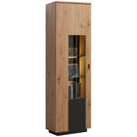 VITRINA, antracit, barve hrasta - črna/barve hrasta, Design, kovina/steklo (60/201/37cm) - Hom`in